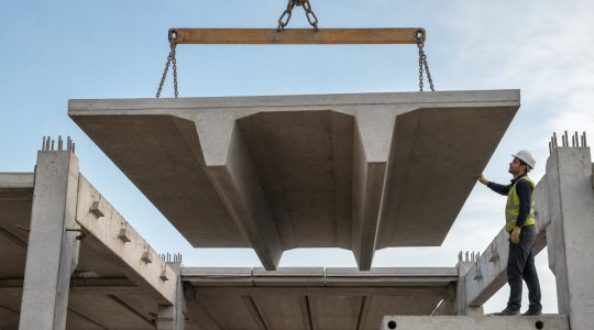 نصب سقف دابل‌تی بتنی پیش‌ساخته و کنترل نشیمن توسط مهندس