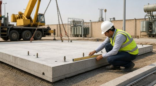کنترل تراز و بولت سکوی بتنی پیش‌ساخته توسط مهندس