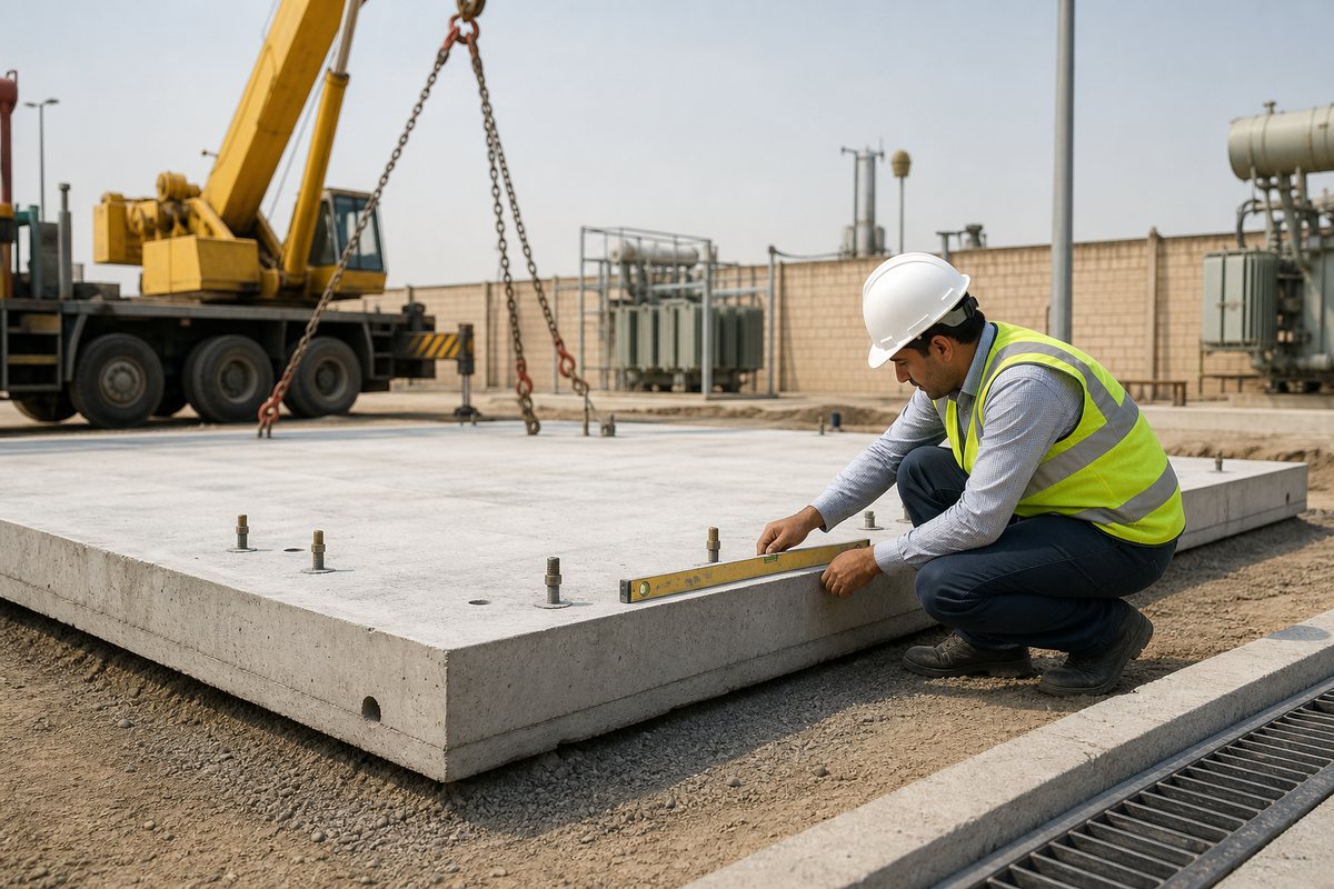 کنترل تراز و بولت سکوی بتنی پیش‌ساخته توسط مهندس